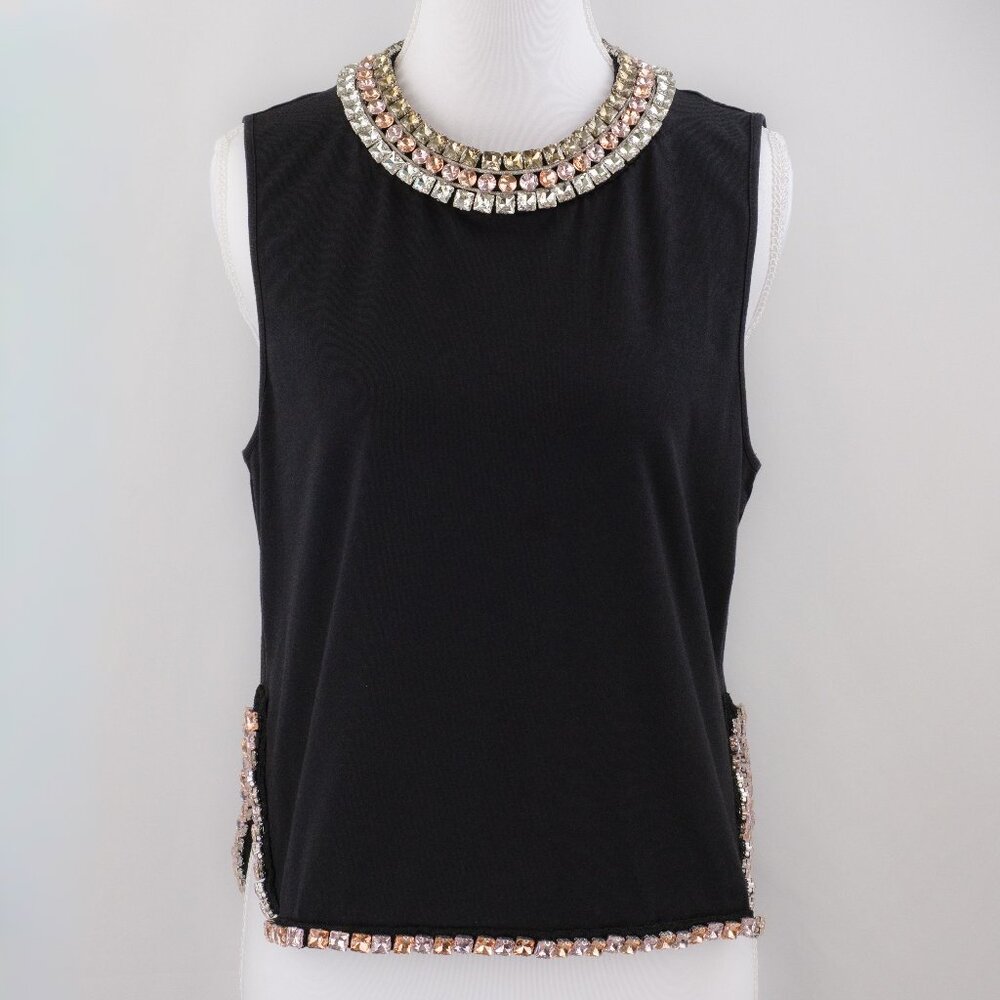 Cinq a Sept Petula Jewel Embellished Sleeveless Top, Black/Multi, Size S (Small)